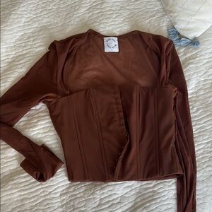 With Jean Brown Fitted Bustier top